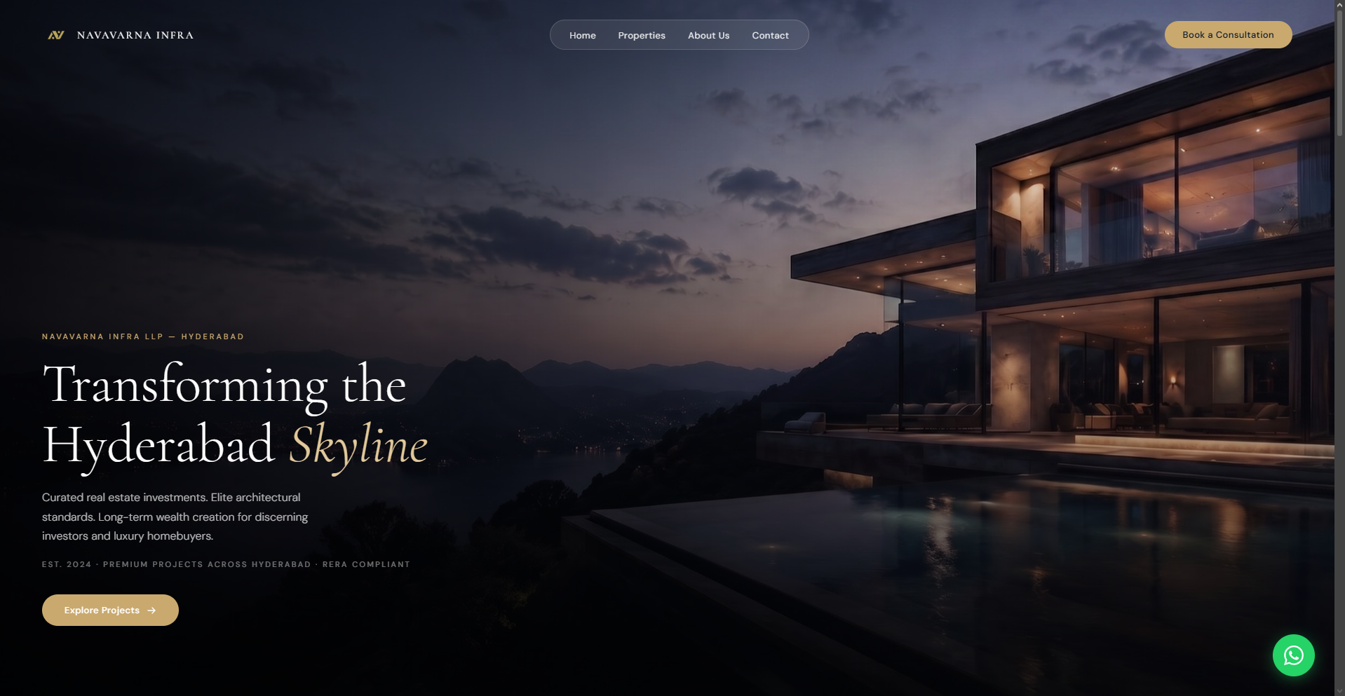 Navavarna Infra real estate website homepage